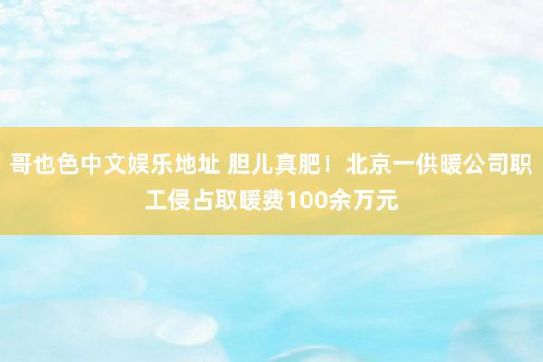 哥也色中文娱乐地址 胆儿真肥！北京一供暖公司职工侵占取暖费100余万元
