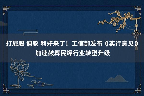 打屁股 调教 利好来了！工信部发布《实行意见》 加速鼓舞民爆行业转型升级